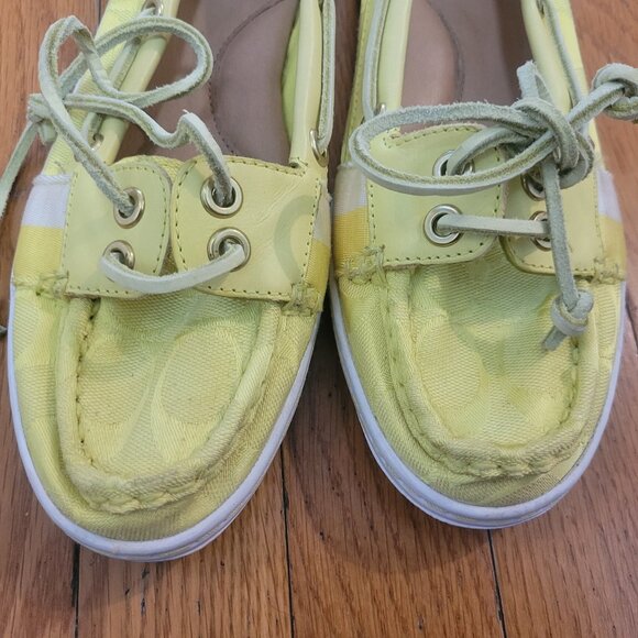 Coach Rainey Size 7 boat shoes in neon yellow, used with light wear - Picture 5 of 9